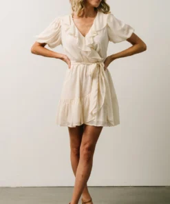 FT Pearl Swiss Dot Mini Dress | Cream