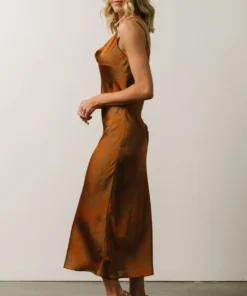 FT Penny Cowl Neck Midi Dress | Copper Print Dresses