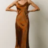 FT Penny Cowl Neck Midi Dress | Copper Print Dresses
