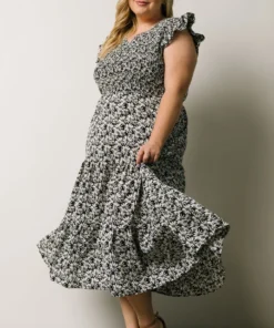 HAY Petal Smocked Midi Dress | Navy Floral Dresses