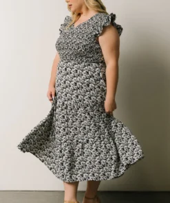 HAY Petal Smocked Midi Dress | Navy Floral Dresses