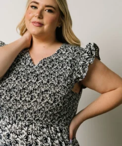 HAY Petal Smocked Midi Dress | Navy Floral Dresses