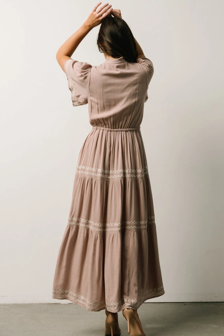 IL Dresses Piper Tiered Midi Dress | Dusty Mauve 2 IL Dresses Piper Tiered Midi Dress | Dusty Mauve