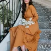 BB Custom Pippa Ruffle Maxi Dress | Camel Dresses
