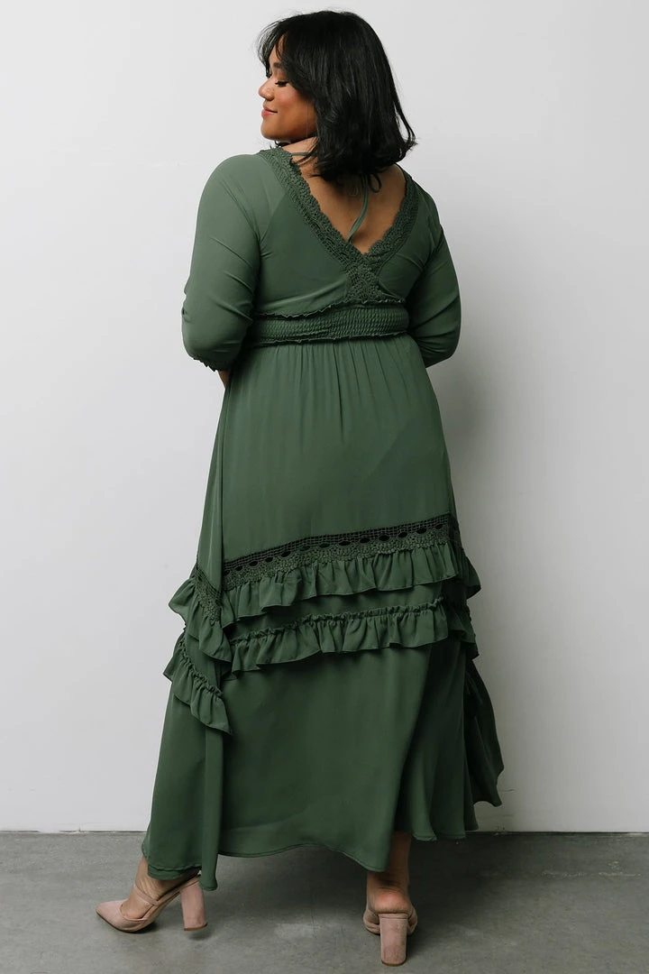 BB Custom Pippa Ruffle Maxi Dress | Dusty Green 3 BB Custom Pippa Ruffle Maxi Dress | Dusty Green