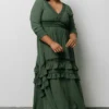 BB Custom Pippa Ruffle Maxi Dress | Dusty Green