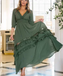 BB Custom Pippa Ruffle Maxi Dress | Dusty Green 18 BB Custom Pippa Ruffle Maxi Dress | Dusty Green