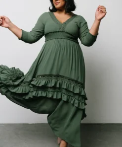 BB Custom Pippa Ruffle Maxi Dress | Dusty Green 14 BB Custom Pippa Ruffle Maxi Dress | Dusty Green