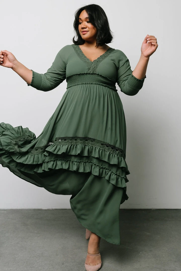 BB Custom Pippa Ruffle Maxi Dress | Dusty Green 5 BB Custom Pippa Ruffle Maxi Dress | Dusty Green