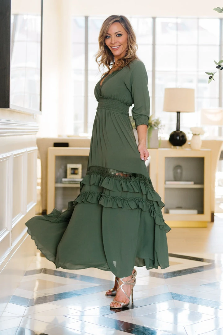 BB Custom Pippa Ruffle Maxi Dress | Dusty Green 6 BB Custom Pippa Ruffle Maxi Dress | Dusty Green