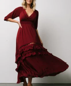 BB Custom Pippa Ruffle Maxi Dress | Merlot 13 BB Custom Pippa Ruffle Maxi Dress | Merlot