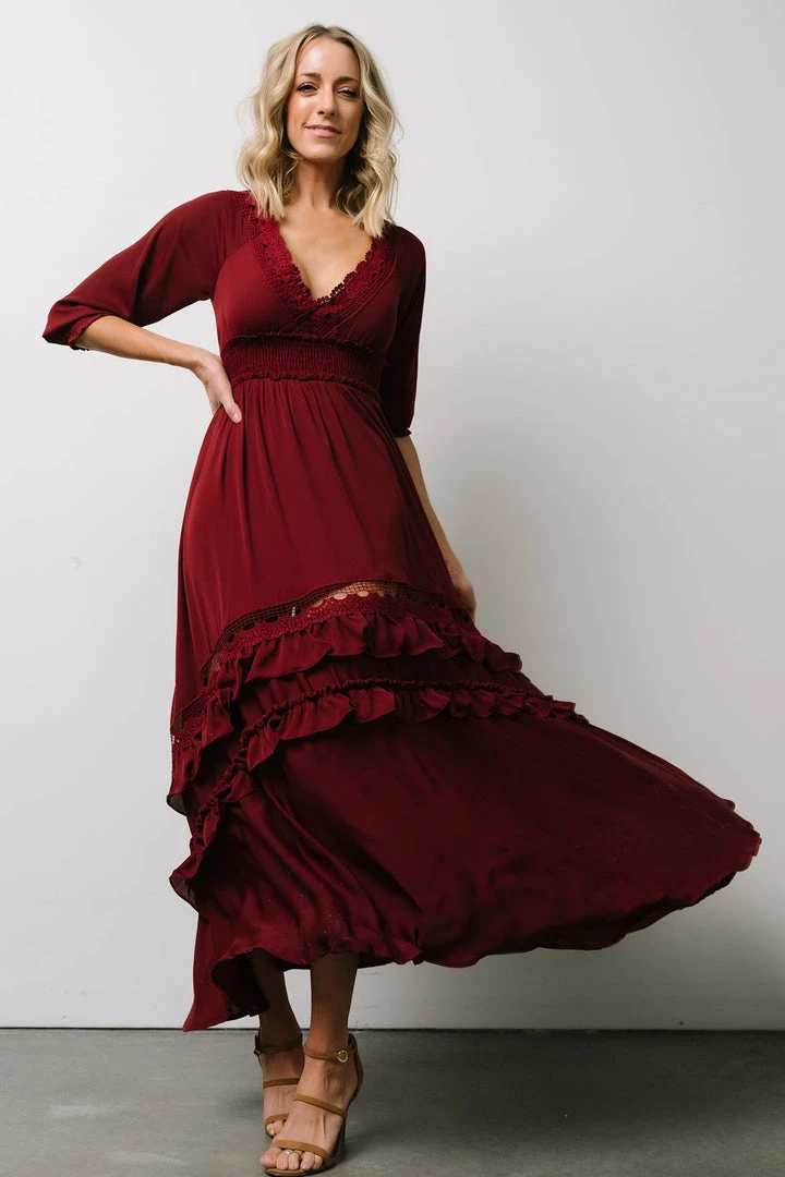 BB Custom Pippa Ruffle Maxi Dress | Merlot 7 BB Custom Pippa Ruffle Maxi Dress | Merlot