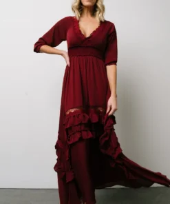 BB Custom Pippa Ruffle Maxi Dress | Merlot 9 BB Custom Pippa Ruffle Maxi Dress | Merlot