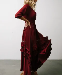 BB Custom Pippa Ruffle Maxi Dress | Merlot 12 BB Custom Pippa Ruffle Maxi Dress | Merlot