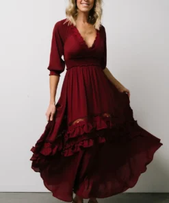 BB Custom Pippa Ruffle Maxi Dress | Merlot 11 BB Custom Pippa Ruffle Maxi Dress | Merlot
