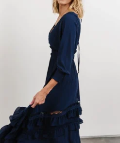 BB Custom Pippa Ruffle Maxi Dress | Navy