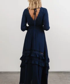 BB Custom Pippa Ruffle Maxi Dress | Navy