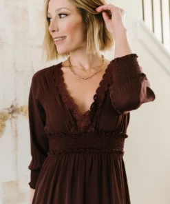 BB Custom Pippa Ruffle Maxi Dress | Raisin