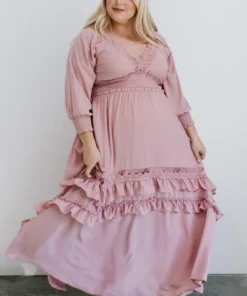 BB Custom Dresses Pippa Ruffle Maxi Dress | Vintage Rose