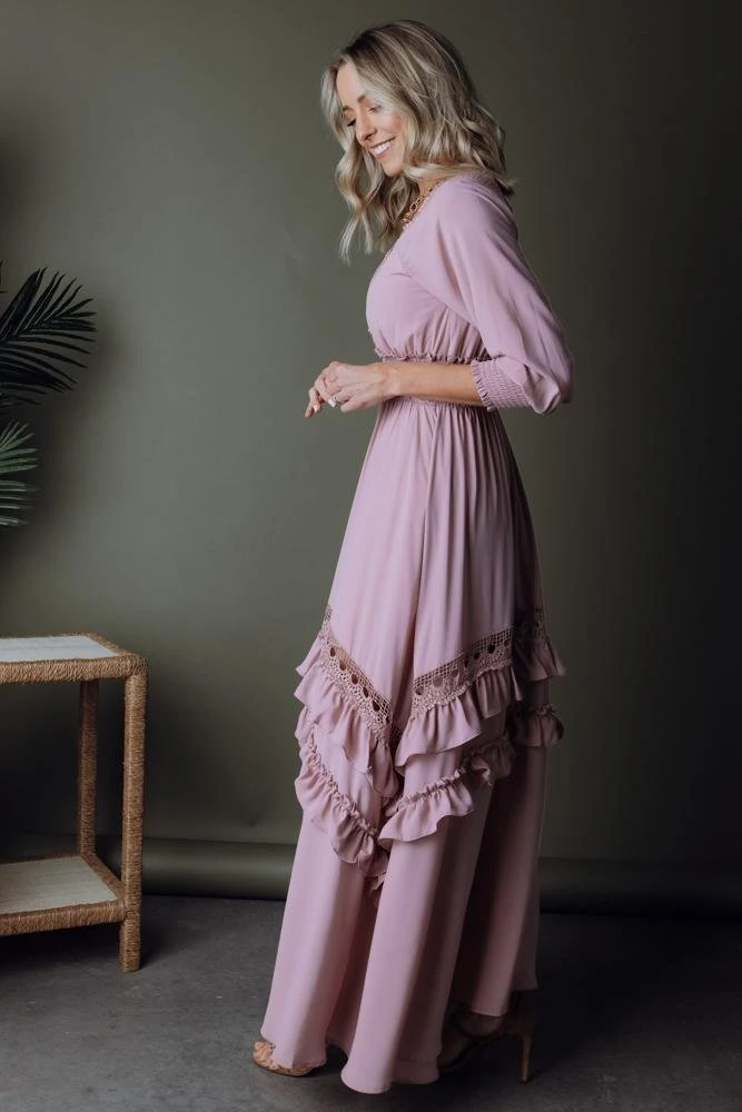 BB Custom Dresses Pippa Ruffle Maxi Dress | Vintage Rose 5 BB Custom Dresses Pippa Ruffle Maxi Dress | Vintage Rose