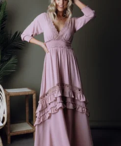 BB Custom Dresses Pippa Ruffle Maxi Dress | Vintage Rose