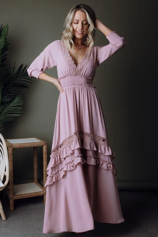 BB Custom Dresses Pippa Ruffle Maxi Dress | Vintage Rose 1 BB Custom Dresses Pippa Ruffle Maxi Dress | Vintage Rose