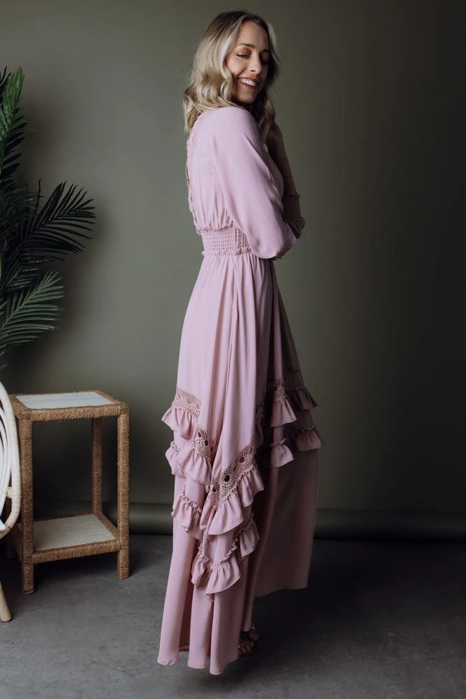 BB Custom Dresses Pippa Ruffle Maxi Dress | Vintage Rose 7 BB Custom Dresses Pippa Ruffle Maxi Dress | Vintage Rose