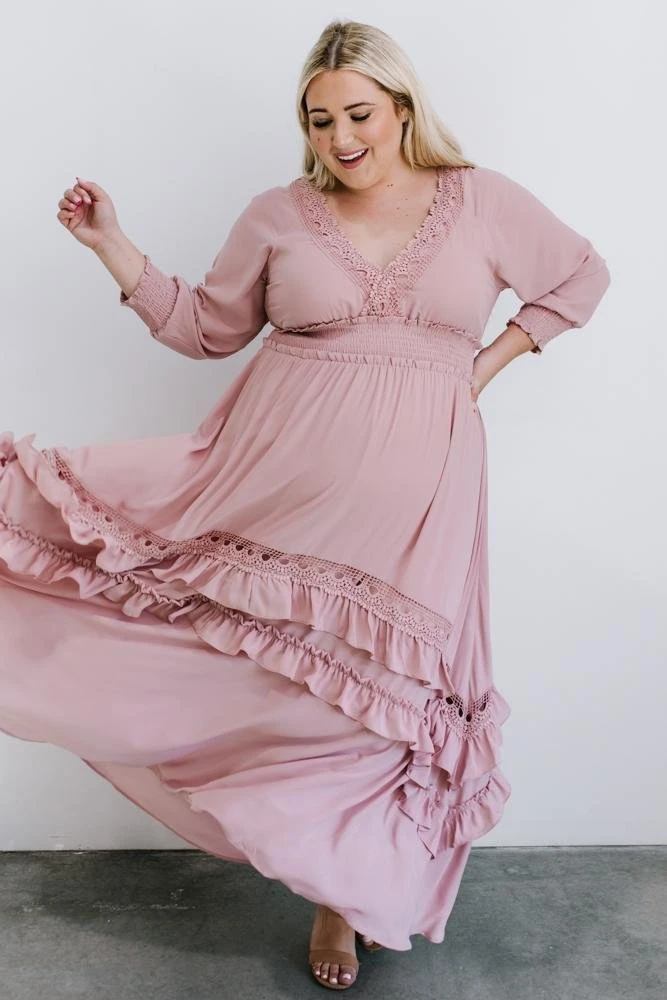 BB Custom Dresses Pippa Ruffle Maxi Dress | Vintage Rose 8 BB Custom Dresses Pippa Ruffle Maxi Dress | Vintage Rose