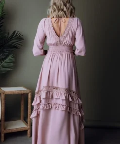 BB Custom Dresses Pippa Ruffle Maxi Dress | Vintage Rose 17 BB Custom Dresses Pippa Ruffle Maxi Dress | Vintage Rose