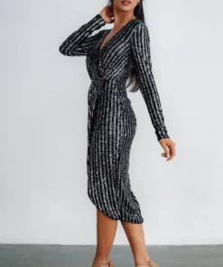 MA Poland Sequin Midi Dress | Black Dresses