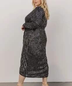 MA Poland Sequin Midi Dress | Black Dresses