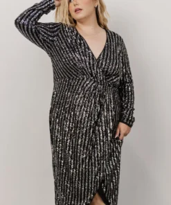 MA Poland Sequin Midi Dress | Black Dresses