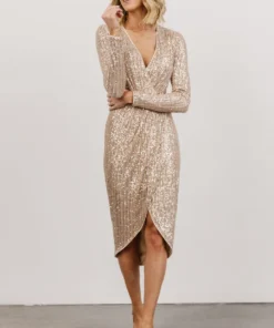MA Poland Sequin Midi Dress | Champagne Dresses