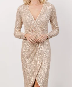 MA Poland Sequin Midi Dress | Champagne Dresses