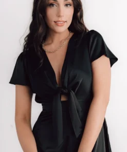 JH Poppy Satin Midi Dress | Black