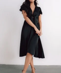 JH Poppy Satin Midi Dress | Black 12 JH Poppy Satin Midi Dress | Black