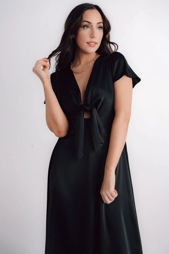 JH Poppy Satin Midi Dress | Black 7 JH Poppy Satin Midi Dress | Black