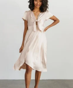 JH Dresses Poppy Satin Midi Dress | Champagne