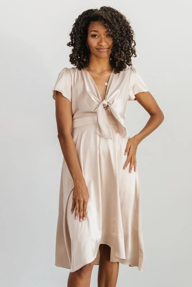JH Dresses Poppy Satin Midi Dress | Champagne 5 JH Dresses Poppy Satin Midi Dress | Champagne