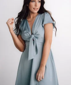 JH Dresses Poppy Satin Midi Dress | Light Blue