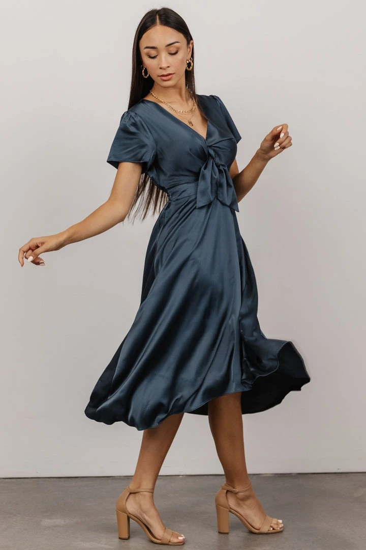 JH Dresses Poppy Satin Midi Dress | Midnight Blue 7 JH Dresses Poppy Satin Midi Dress | Midnight Blue