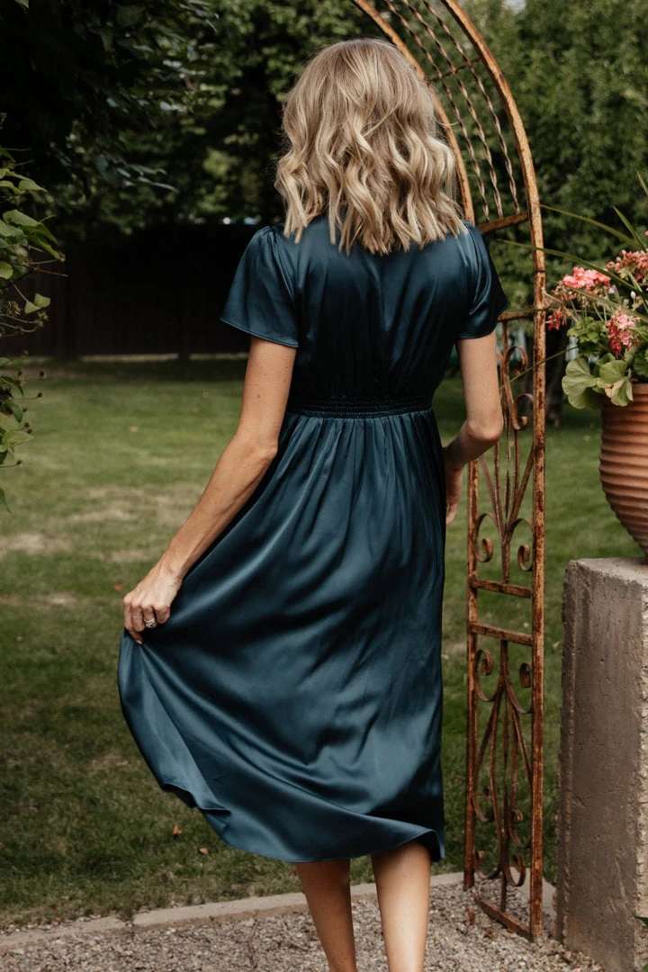 JH Dresses Poppy Satin Midi Dress | Midnight Blue 4 JH Dresses Poppy Satin Midi Dress | Midnight Blue