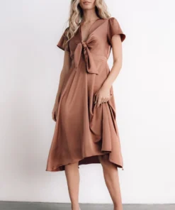 JH Poppy Satin Midi Dress | Rosy Brown
