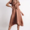 JH Poppy Satin Midi Dress | Rosy Brown