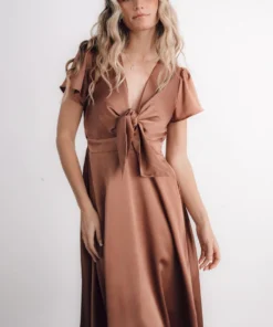 JH Poppy Satin Midi Dress | Rosy Brown