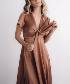 JH Poppy Satin Midi Dress | Rosy Brown