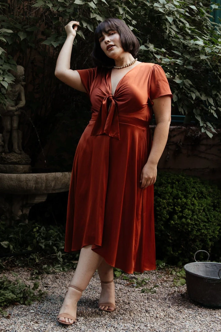 JH Dresses Poppy Satin Midi Dress | Rust 7 JH Dresses Poppy Satin Midi Dress | Rust