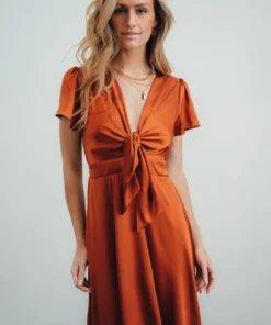 JH Dresses Poppy Satin Midi Dress | Rust 15 JH Dresses Poppy Satin Midi Dress | Rust
