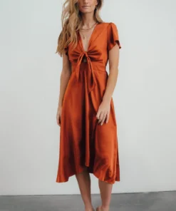 JH Dresses Poppy Satin Midi Dress | Rust 22 JH Dresses Poppy Satin Midi Dress | Rust