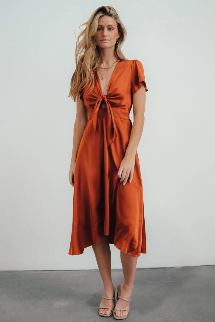 JH Dresses Poppy Satin Midi Dress | Rust 11 JH Dresses Poppy Satin Midi Dress | Rust